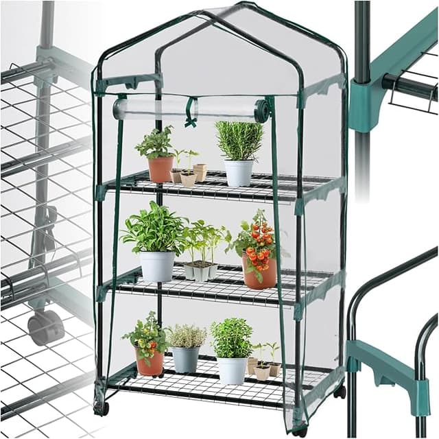 Detalle de tectake® Invernadero Exterior en Acero con Ruedas 🌱