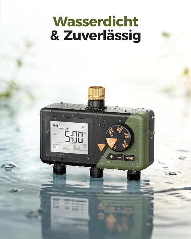 Thumbnail 6 de Diivoo Bewässerungscomputer mit 3 Ausgängen, Messinganschlüssen und großem LCD-Display