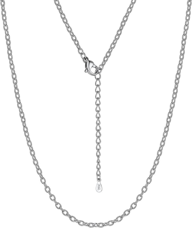 Detalle de Suplight Gliederkette Damen ohne Anhänger aus 316L-Edelstahl – Charm Choker Kette 1,4/2,5 mm, Längen 35–76 cm