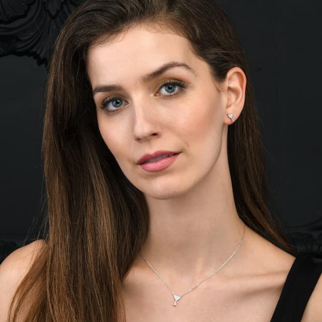 Detalle de Diamond Treats collier pendentif femme en verre de cocktail en argent 925 (rhodium) à pierres zirconia