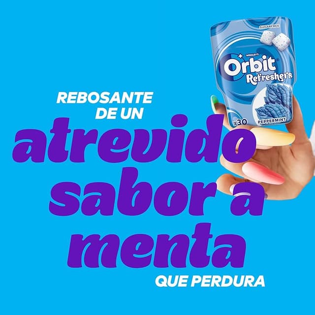 Detalle 2 de Orbit Refreshers, Chicles Sin Azúcar Sabor Menta 🍃 - 6 x 30