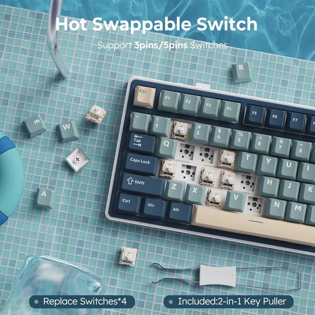 Detalle 1 de RK ROYAL KLUDGE R75 Wireless 75% Hot‑Swappable Keyboard ⌨