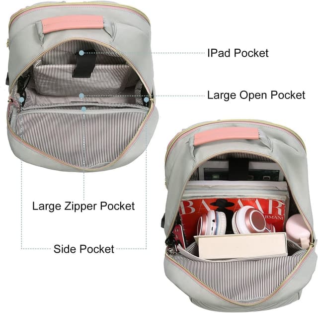 Detalle 2 de LOVEVOOK Laptop Backpack for Women with USB Port, Waterproof Anti-theft Rucksack (up to 15.6-inch)