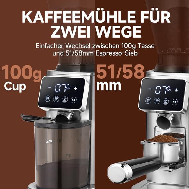 Thumbnail 6 de AMZCHEF Kaffeemühle elektrisch mit 48 Mahlgraden