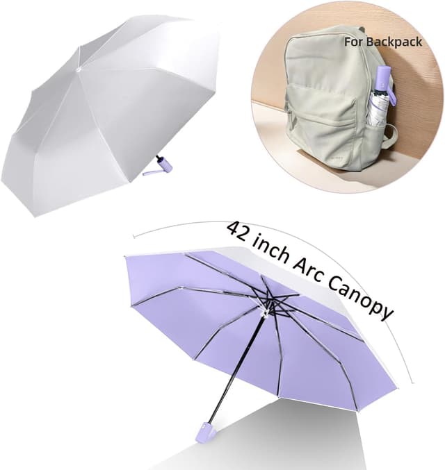 Detalle de BAODINI Small UV Protection Travel Umbrella (UPF 50+), Compact 42 inch Windproof Auto Open/Close
