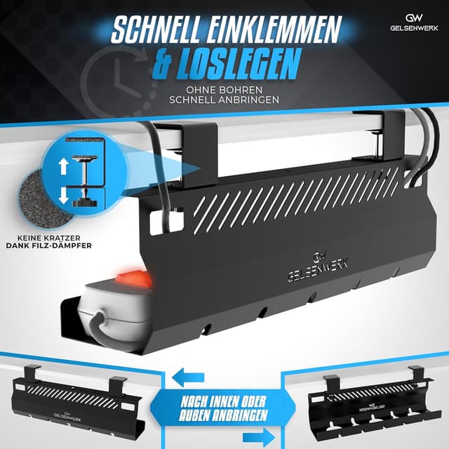 Thumbnail 5 de GELSENWERK Kabelkanal Schreibtisch 2er Set