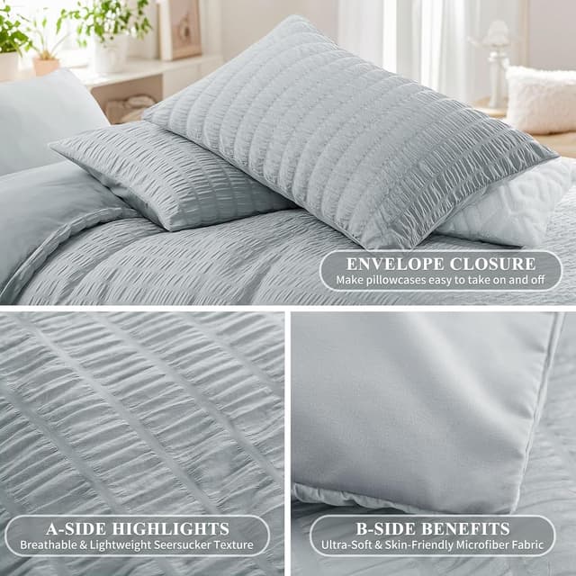 Thumbnail 5 de Aisbo King Size Seersucker Duvet Cover 230×220cm