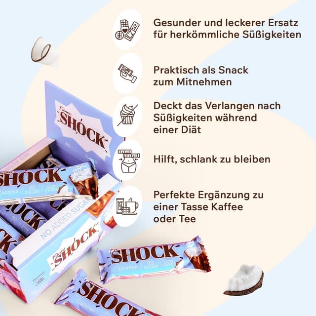Thumbnail 6 de FitnesSHOCK Coconut Low Carb Riegel 12x50 g