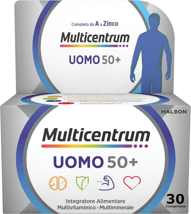 Detalle de Multicentrum Uomo 50+ multivitaminico e multiminerale con Vitamina D3, supporto stanchezza per uomini oltre 50 anni (30 compresse)