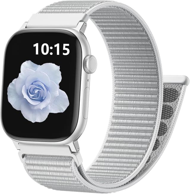 Detalle de CeMiKa Nylon Loop Strap for Apple Watch (grey) – breathable velcro sport band for 38/40/41/42mm models