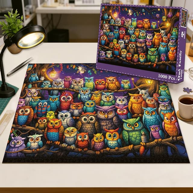 Detalle 2 de HUADADA Puzzle 1000 Teile für Erwachsene mit Eule-Motiv (70 x 50 cm)