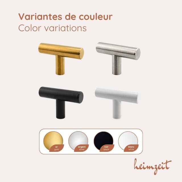 Detalle 2 de heimzeit Poignées de placard inox 12 pièces
