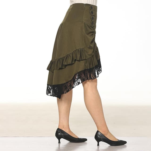 Detalle de Viktorianischer Steampunk-Rock für Damen im Gothic-Vintage-Stil (Übergröße) – mit verstellbarer Kordelzug-Länge