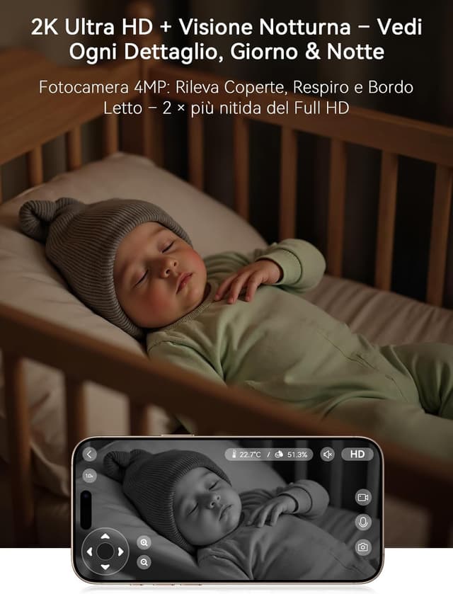 Thumbnail 1 de 2K 4MP Baby Monitor Telecamera WiFi 355°