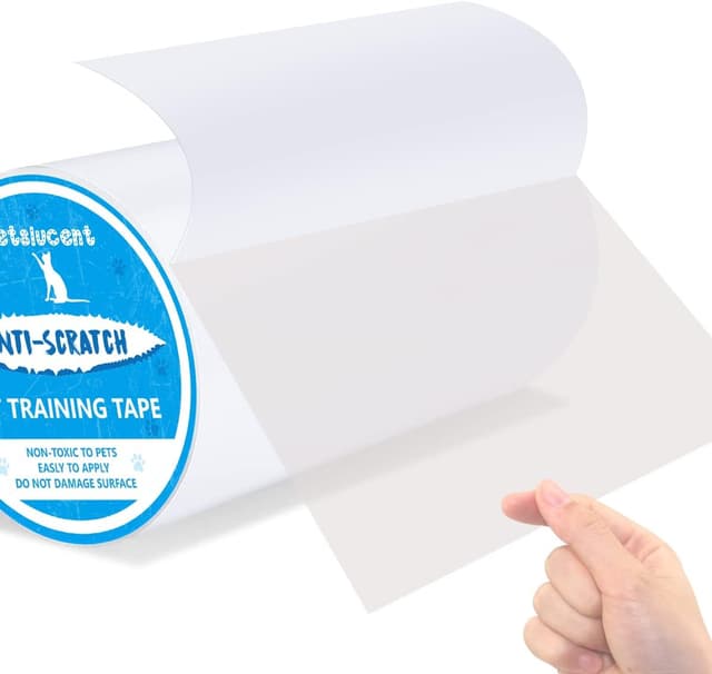 Detalle de Petslucent Cat Scratch Deterrent Sticky Paws Tape (Blue, 8in x 15Yard) – double-sided furniture protector training tape