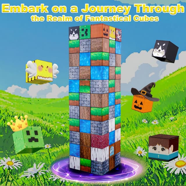 Detalle 2 de HISHOPTOY magnetische Bausteine (108 Teile) – ländliches Haus & Naturalltag für Kinder ab 3 Jahren