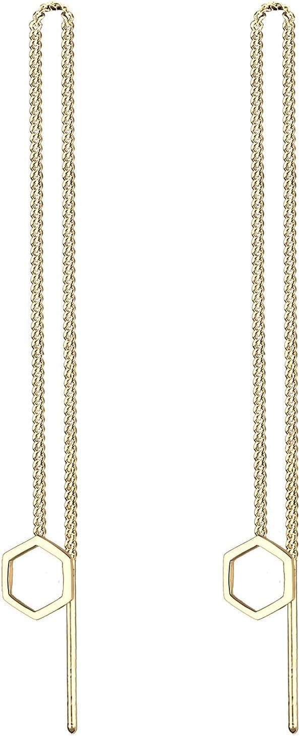 Detalle de Elli Damen OhrhĂ€nger Hexagon 925 Silber đ