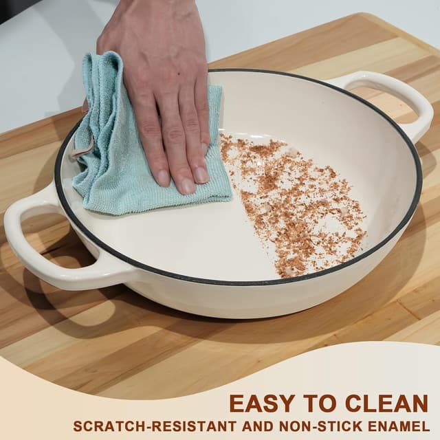 Detalle de AHJ 6QT Enameled Cast Iron Dutch Oven for Bread Baking with Proofing Basket, Gloves & Sling