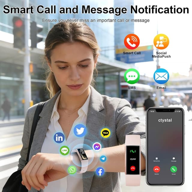 Detalle de Jimhaby Fitness Tracker Smartwatch with 1.13" AMOLED, 24/7 Heart & Sleep Tracking, Blood Oxygen & 25 Sports Modes (Pink, IP68)