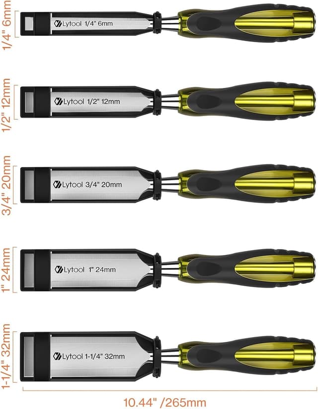Detalle 2 de Set de 5 ciseaux à bois Lytool avec pointes protégées (6, 12, 20, 24, 32 mm)