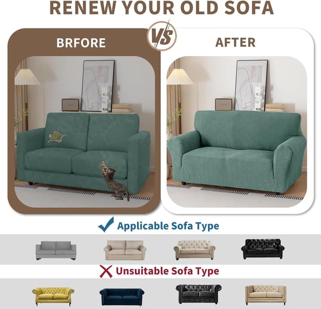 Detalle 2 de Copridivano elasticizzato Ystyle 2 posti verde chiaro