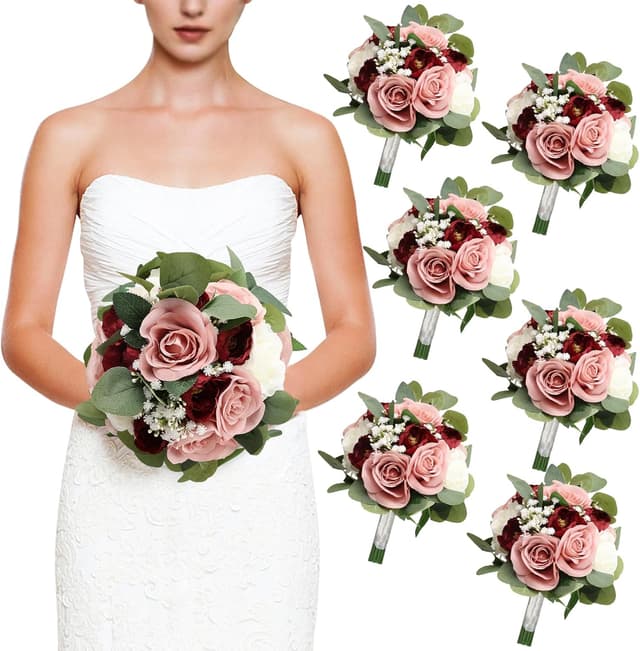 Thumbnail 6 de DIYDOFUN Set of 6 Bridesmaid Bouquets 11 in