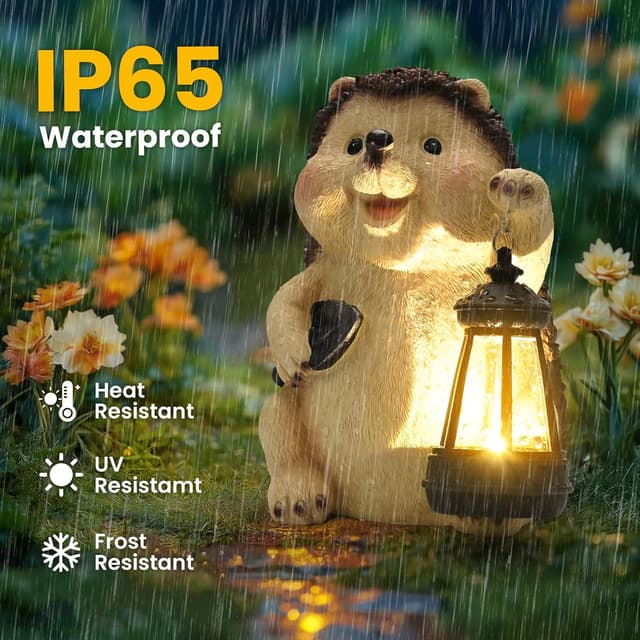 Detalle de GIGALUMI Hedgehog Garden Ornament for Outdoors 🪻