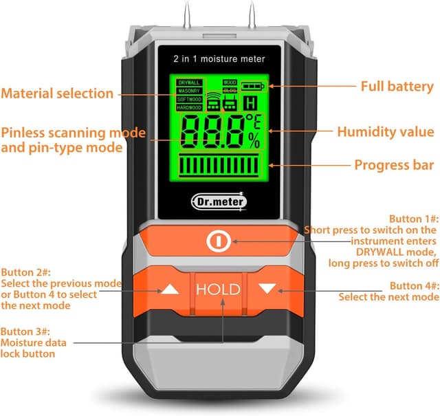 Thumbnail 7 de Medidor de Humedad Dr.meter 2 en 1 🧪 Pantalla LCD y 4 Modos