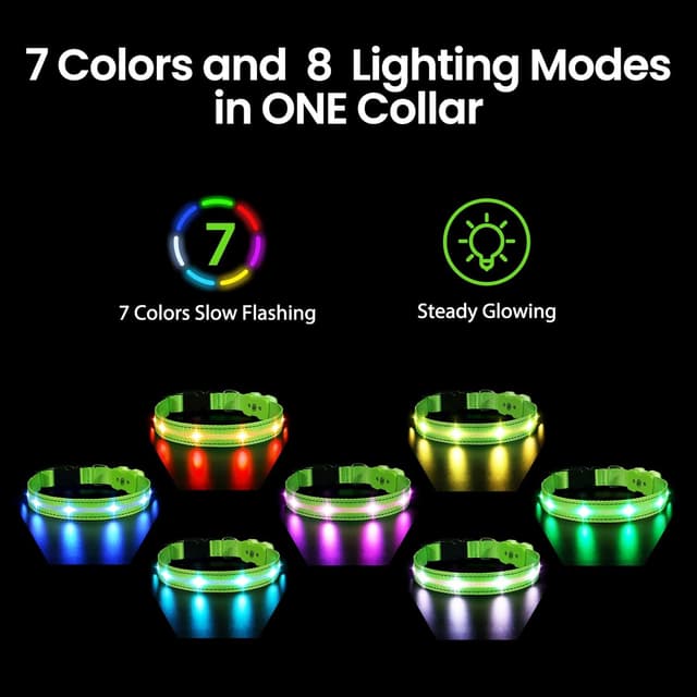 Detalle de MASBRILL Light Up Dog Collar 8 modes