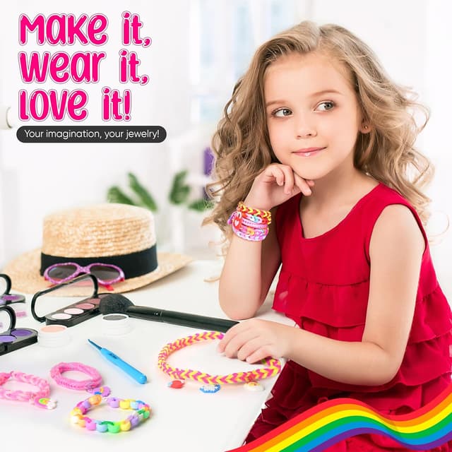Detalle de DEVA Stash Loom Bands Kit (20 Colours) – DIY friendship bracelet making set with clips, charms and refills