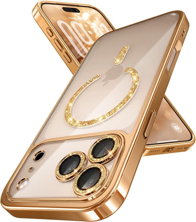 Detalle de Magnetic Glitter Case for iPhone 17 Pro Max with MagSafe Ring & Integrated Lens Protection