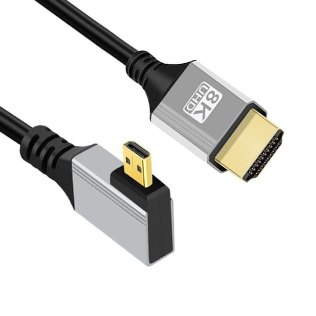 Detalle de chenyang HDMI 2.1 Kabel (HDMI Stecker auf Micro-HDMI Stecker, 90° abgewinkelt links) bis 8K@60Hz/4K@120Hz, 0,5 m