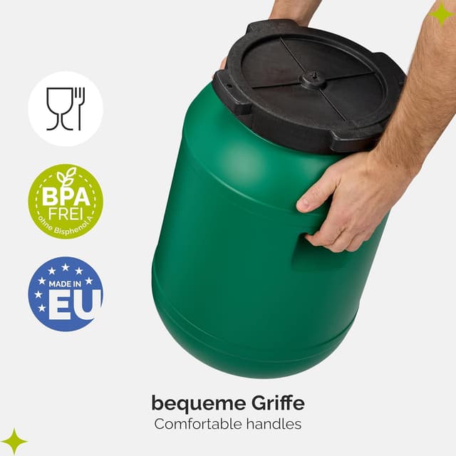 Detalle 2 de Garronda Weithalsfass 30 Liter Futtertonne mit Deckel ohne Dichtung (BPA-freies HDPE)