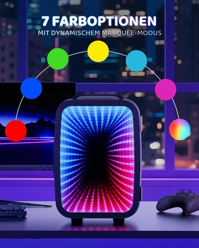 Detalle 2 de LIGIANT MF01C Mini Kühlschrank MF01C mit 7 Lichtmodi, Blink-Effekt und Kühl-/Warmfunktion (4 l, 6 Dosen)