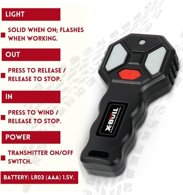 Detalle 2 de X-BULL Winch 4500LBS Electric Winch (Steel Cable, Roller Fairlead, Wired Handle + Wireless Remote)