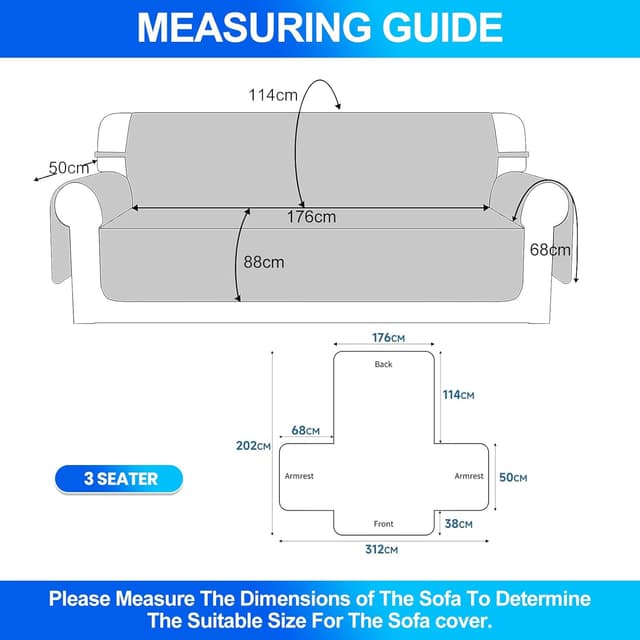Detalle de CYCMACO copridivano impermeabile 3 posti nero, antiscivolo con tasche laterali e braccioli