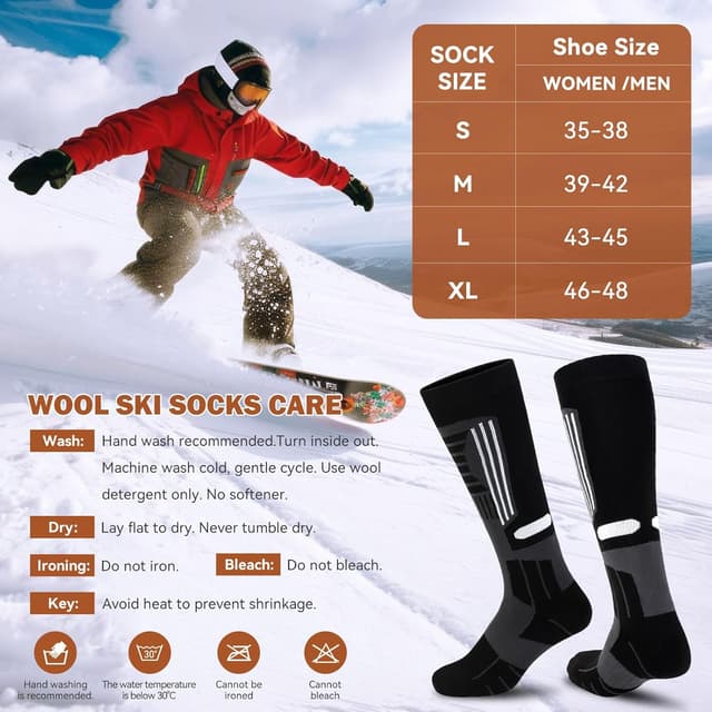 Detalle de LEOSTEP Merinowolle Kompressionsskisocken 2er