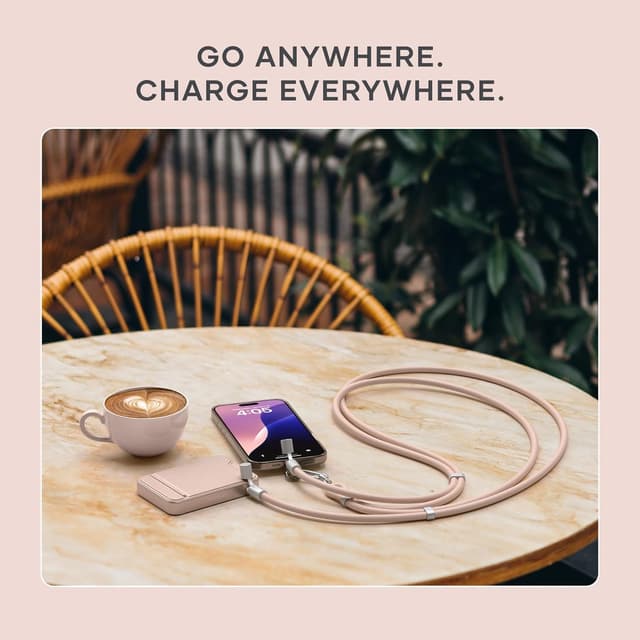 Detalle de Satechi OntheGo USB-C Lanyard Cable (60W Fast Charging, 480Mbps, Desert Rose)