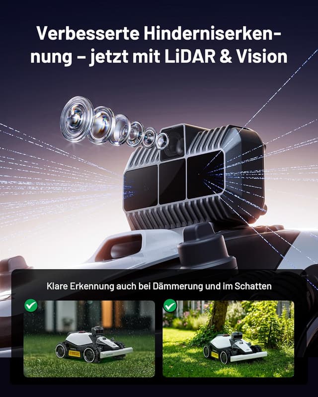 Detalle de Mammotion LUBA mini AWD LiDAR Mähroboter mit RTK (ohne Begrenzungskabel) – für bis zu 1.500 m²