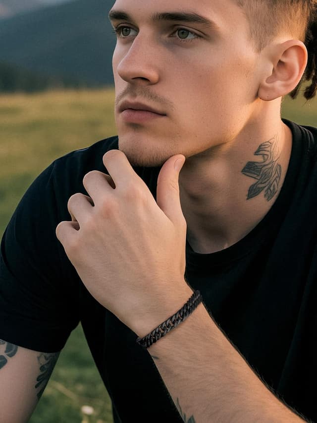 Detalle 2 de Richsteel Herrenarmband aus Edelstahl im Cuban-Gliederstil (316L) – 8/12/17 mm breit, 19/21/23 cm lang in Silber/Gold/Schwarz