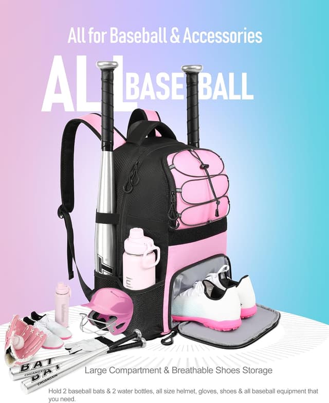Detalle 2 de COMECOI Softball Bag: Lightweight Baseball Backpack with Shoes Compartment & Dugout Fence Hook