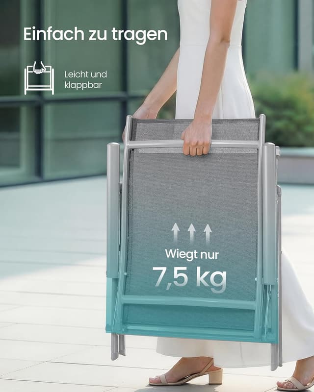 Thumbnail 6 de SONGMICS Sonnenliege GCB024WZ02 – klappbar mit 6 cm Polster, abnehmbarem Kopfkissen