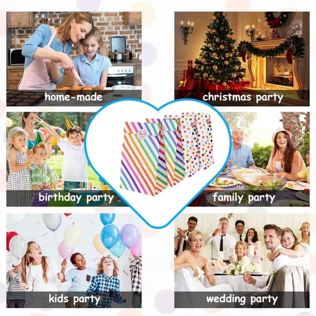 Detalle de Flintronic 18 Papiertüten für Kindergeburtstag (24 x 13 x 8 cm) inkl. Aufkleber