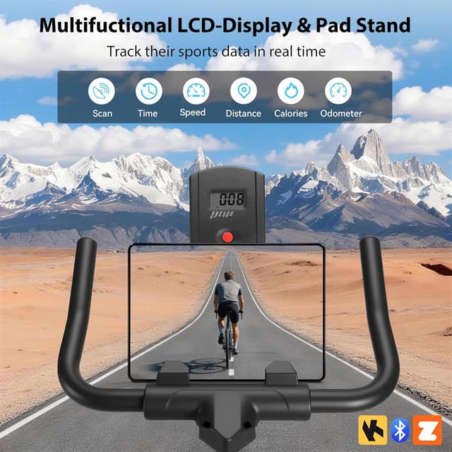 Detalle de Wenoker Exercise Bike (APP Compatible) — indoor cycling spin bike with LCD, Bluetooth and tablet holder