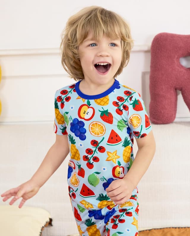 Detalle 2 de babee Reshinee Bamboo Viscose Toddler Animal Pajamas (2-Piece Set) — Snug Fit Summer Sleepwear