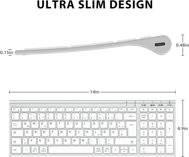 Detalle 1 de iClever BK10 Bluetooth Tastatur 3‑Geräte