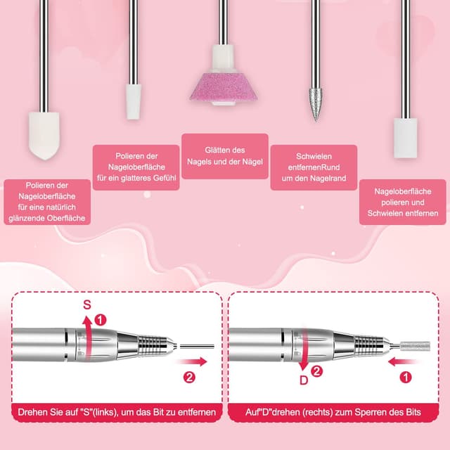 Thumbnail 6 de NAILGIRLS Nagelfeile elektrisch (11-in-1) für Gelnägel mit 0–35.000 U/Min, LCD & Fußpedal