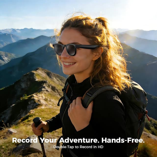 Detalle de EarlySincere 2026 Smart AI Glasses with 8MP 4K POV Camera, AI Assistant & Open-Ear Bluetooth