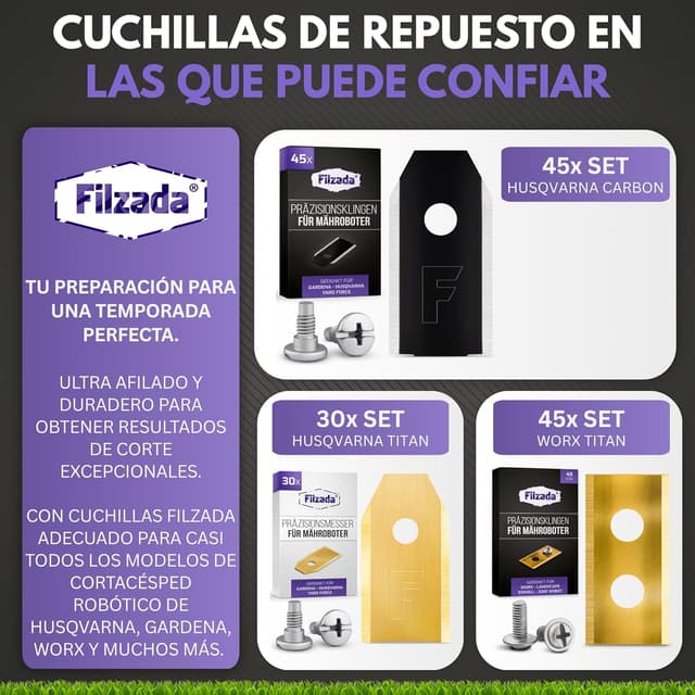Thumbnail 6 de Filzada 45x Cuchillas de Titanio 0,75 mm para Husqvarna