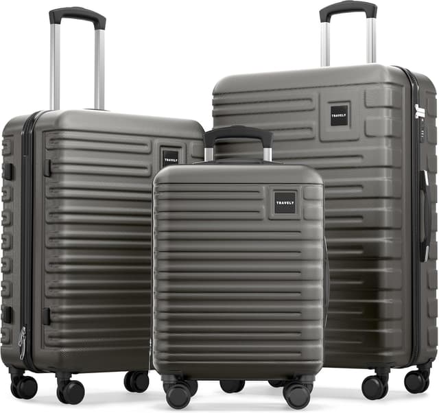 Detalle de Travely Polycarbonat Koffer-Set 77 cm, 67 cm & Handgepäck (3er Set) mit TSA-Schloss